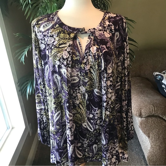 Macys Style & Co plus size long sleeve rayon flowy top - Picture 1 of 7